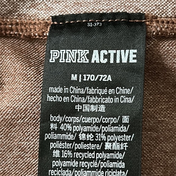 VS PINK ACTIVE High Waisted Seamless Lite Brown Bike Shorts w Hidden Pocket RARE - Picture 5 of 9